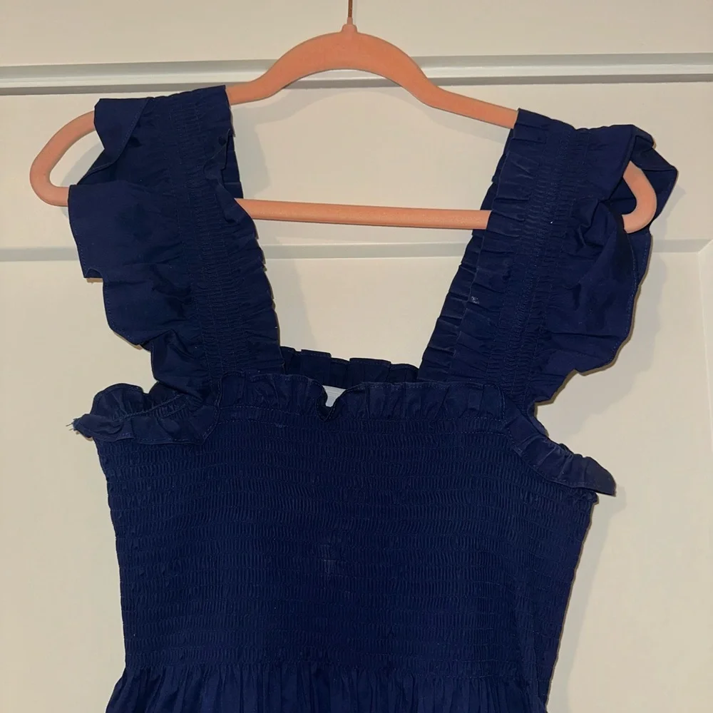 HILLHOUSE Navy Cotton ELLIE Nap Dress SMALL - Picture 4 of 6